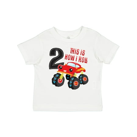 

Inktastic Monster Truck How I Roll 2nd Birthday Gift Toddler Boy Girl T-Shirt