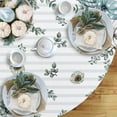 thumbnail image 5 of Thanksgiving Teal White Pumpkin Patch Round Tablecloth 60 x 60 Inch, Autumn Eucalyptus Leaves Decorative Table Cloth Dining Table Cover, Blue Plaid Fall Farmhouse Dinner Party Decoration, 5 of 6