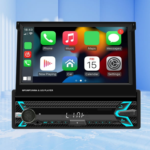 CarPlay Inalambrico para Auto Radio de coche de 7 pulgadas 1 Din Wireless Carplay Android Auto Radio FM Pantalla retráctil Likrtyny Para estrenar