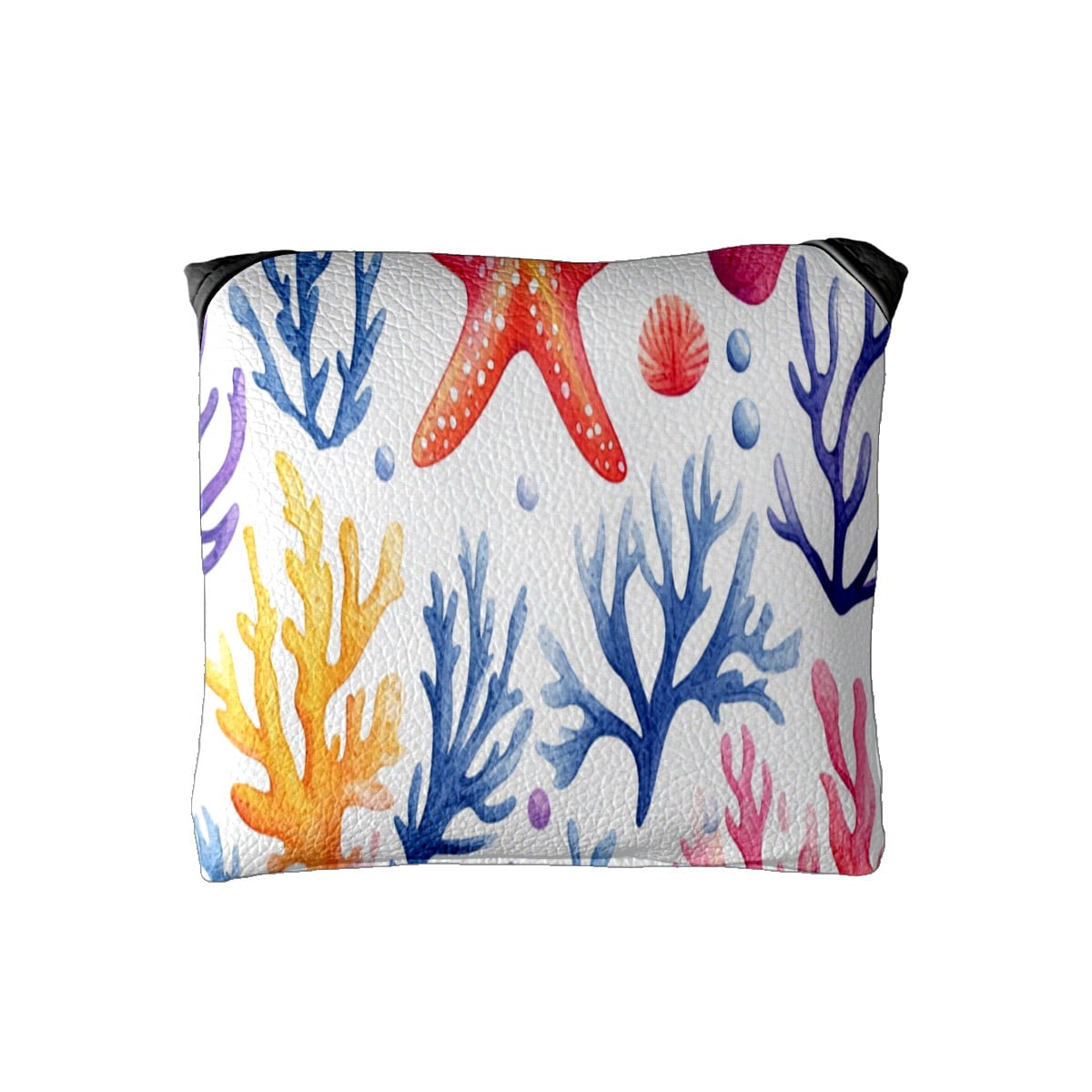 Golf Mallet Putter Cover Premium Leather Waterproof Golf Putter Head Cover with Magnetic Closure Coral Starfish