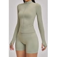 thumbnail image 2 of Top-kevin 2 Piece Seamless Ribbed Workout Sets With Zip Up Jacket High Waisted Gym Yoga Leggings, 2 of 6
