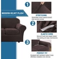 thumbnail image 4 of H.VERSAILTEX Plush Velvet 4-Piece Sofa Slipcover, Stretch Elastic Furniture Protector, Fits 72–90 Inch 3-Cushion Couch, Brown, 4 of 6