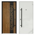 thumbnail image 3 of Front Exterior Prehung Steel Door / Deux 6678 Natural Oak / 2 Side Exterior Windows Sidelites/ Entry Metal Modern Painted W16+36+16" x H80" Left hand Inswing, 3 of 6
