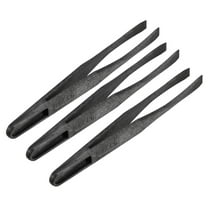 Black Plastic Flat Tip Anti-static Tweezers 4.7 Inch Length 3pcs