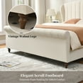 thumbnail image 4 of Zanmintaobo King Sleigh Bed Frame,54"H Scroll Wingback Headboard,Velvet Upholstery,Wooden Slats,Noise-Free,No Box Spring Needed,Easy Assembly,Cream, 4 of 11