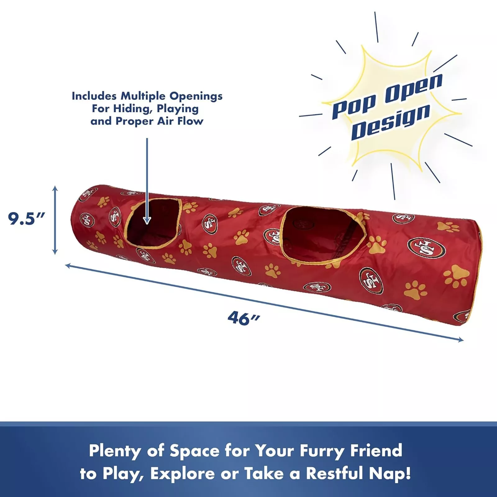 Pets First NFL Cat Tunnel Tube Toy & Plush Football Toy Filled with Catnip