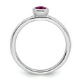 thumbnail image 2 of 925 Sterling Silver Stackable Expressions Oval Created Ruby Ring Size: 5; for Adults and Teens; for Women and Men, 2 of 5