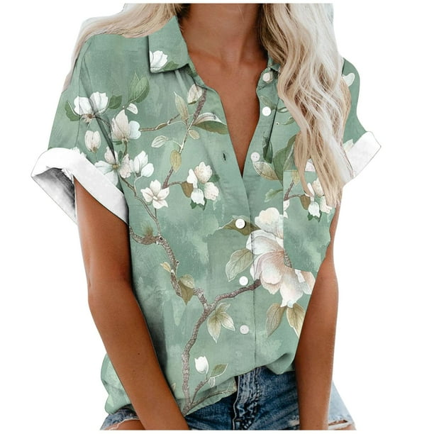 Mujeres Pantalones Cortos Impresos Blusas de Manga Corta Y Top Regular, Vestido de Moda de Verano Casual para Mujeres