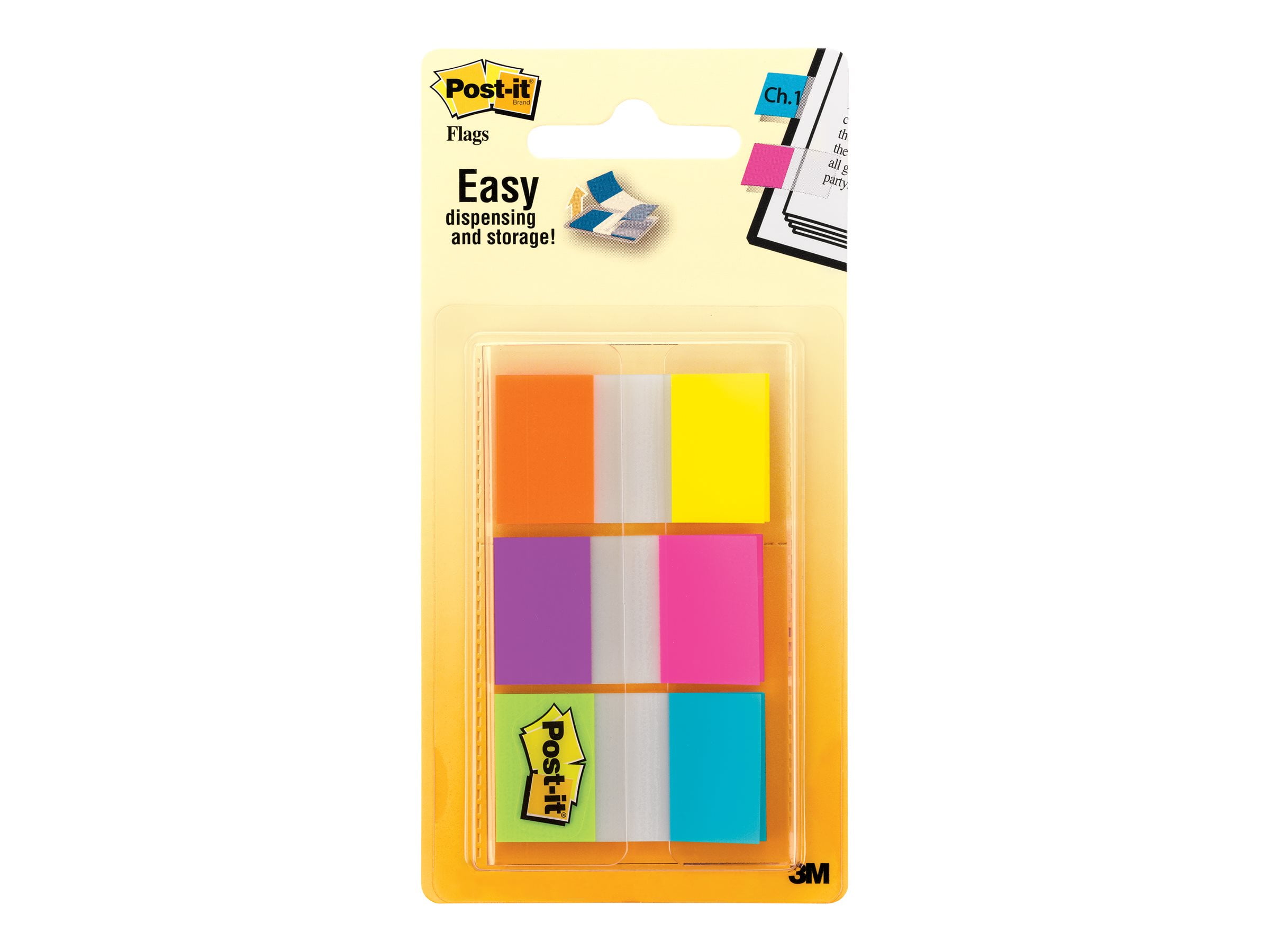Post-it® Flags 680-EG-ALT, Electric Glow Collection, 1 in x 1-3/4 in (2.5 cm x 4.3 cm), 60/Dispenser