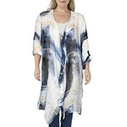 NIC+ZOE Women's Abstract Grid Cardigan, Blue Multi, XS (US 0-2)