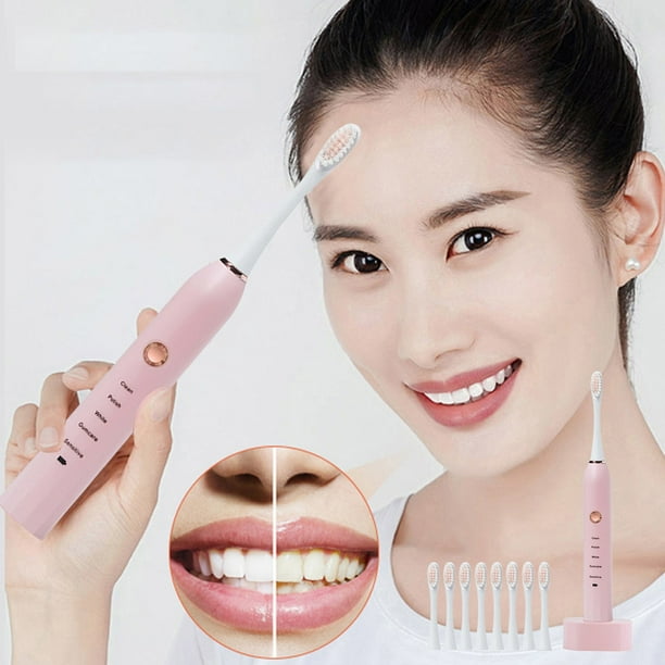 Salud y belleza, Cepillo de dientes eléctrico, Mejora tu rutina bucal con este cepillo de dientes avanzado con 5 modos, 8 cabezales y una práctica base de carga para uso doméstico, Aparatos dentales e