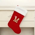 thumbnail image 4 of 18.5 Inches Christmas Embroidered Letter Stocking Soft Velvet with White Plush Cuff Embroidered Personalize Double Christmas Sock for Family Holiday Decoration Hanging (Red), 4 of 5