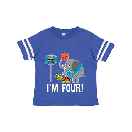 

Inktastic Basketball 4th Birthday for 4 Year Old Gift Toddler Boy Girl T-Shirt