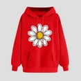 thumbnail image 2 of YUGYXL Flower Graphic Hoodies for Women Fall Drawstring Loose Sweatshirts Winter Drop Shoulders Long Sleeve Hoodie Red XL, 2 of 3