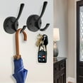 thumbnail image 4 of TOFIIGREM Ganchos para toallas de pared, color negro, paquete de 5, ganchos para batas, de metal resistente, doble gancho para baño, ganchos para sombreros montados en la pared, para cubículo, baño, c, 4 of 5