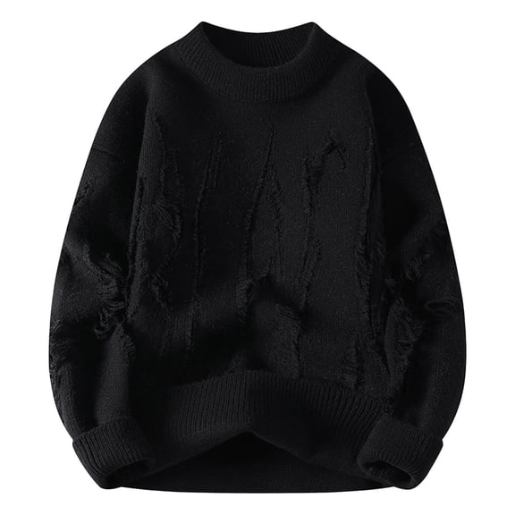 GBSYEWXS Men Pullover Sweaters Fall Long Sleeve Crew Neck Pullover Patchwork Base Black Sweater