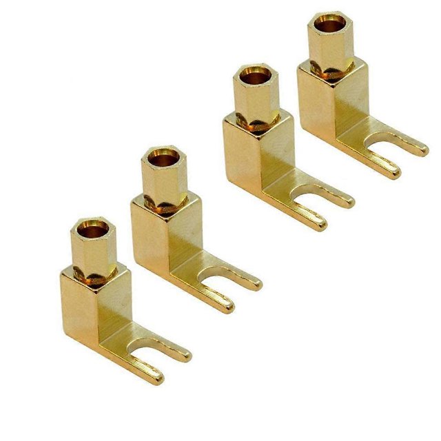 ZHAOCHENG Adaptador de conector banana a pala chapado en oro de 4 mm, conector de cable de altavoz de alta fidelidad, 4 piezas