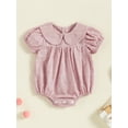 thumbnail image 2 of Suealasg Baby Girls Valentine’s Day Romper Short Sleeve Doll Collar Plaid Print Bodysuit Newborn Summer Playsuit Clothes, 2 of 7