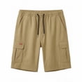 thumbnail image 4 of Men's Relaxed Fit Cargo Shorts, Elastic Drawstring Waist Shorts with Multi-Pockets and Quick Dry Fabric Outdoor Hiking Khaki M, 4 of 5