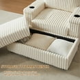 thumbnail image 4 of Aukfa 43" Corduroy Chaise Lounge w/ 2 Cupholders, Storage Bench & Arm, Plush Chair Bed, Beige, 4 of 9