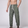 thumbnail image 4 of JUUYY Men's Multi-Pocket Cargo Pants Loose Fit Elastic Waist Drawstring Jogger Pants Outdoor Hiking Travel Casual Long Trousers Army Green XXXL, 4 of 9