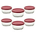 thumbnail image 1 of Anchor 91547L7 2 cup Round Kitchen Storage Container w/ Red Polyethylene Lid, Glass - Pack, 1 of 1