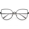 thumbnail image 1 of Women's Oversize Metal Cat Eye Glasses Slim Arms Flat Lens 59mm (Matte Black / Clear), 1 of 4