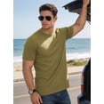thumbnail image 3 of RICHCOIN Summer T-shirt for Men Short Sleeve Basic Tops Green Ribbed Classic Fit Crew Neck Lightweight Tee Shirt XXXL, 3 of 7