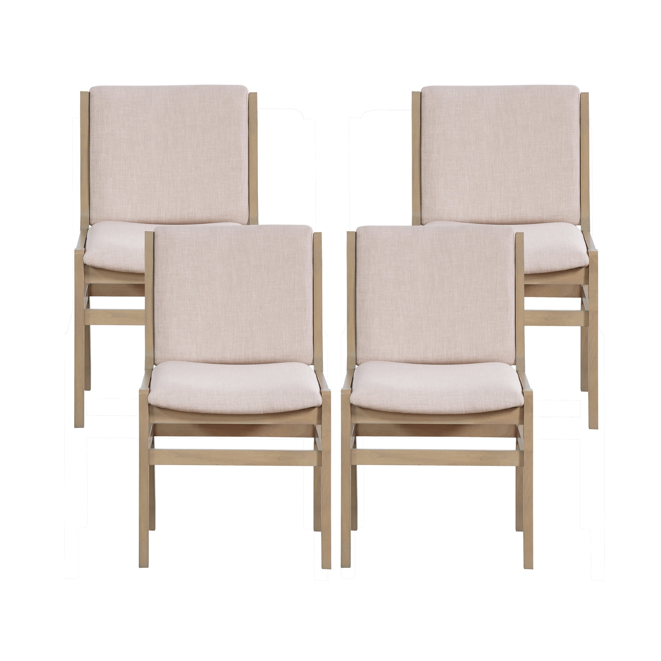 Christopher Knight Home 33"H Upholstered Armless Dining Chairs, Rubberwood Frame, Light Natural, Set of 4