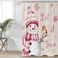 thumbnail image 2 of Small Stall Shower Curtain 36x72 Inch Narrow Half Size Pink Christmas Snowman Bath Curtains Bathroom Decor Xmas Snowflake Birds Waterproof Fabric Shower Curtain Set with Hooks 36 Inch, 2 of 6
