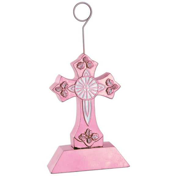 Cross Photo/Balloon Holder (pink) Party Accessory (1 count)