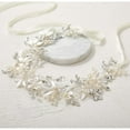 thumbnail image 6 of Handmade Rhinestone Wedding Headband Flower-Leaf Bridal Headpieces for Wedding Pearl Hair Accessories (Silver)C, 6 of 7