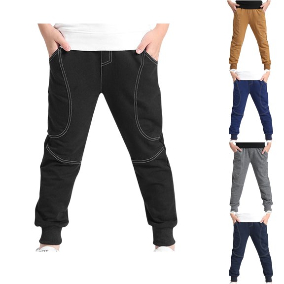 Fesfesfes Big Boys Pants Cute Solid Color Sweatpants Elastic Sports Pants Kids Casual Long Pants