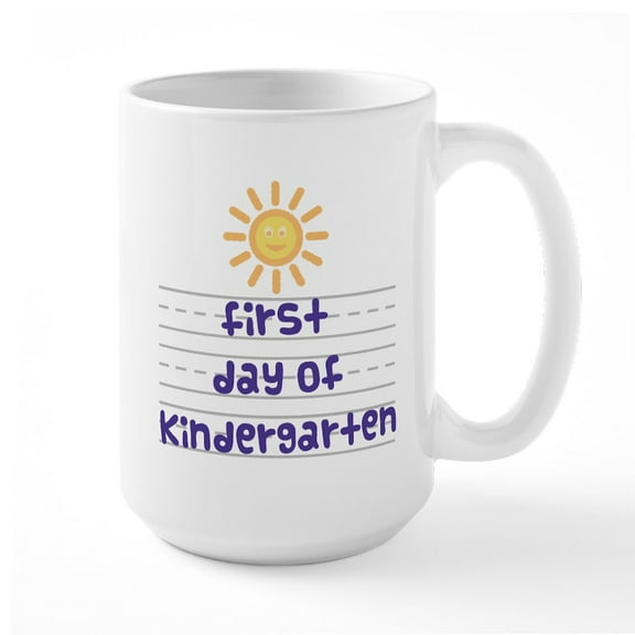 CafePress - First Day Of Kindergarten Large Mug - 15 oz Ceramic Large White Novelty Mug