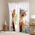 thumbnail image 3 of Erosebridal Cute Highland Cow Curtains Pack of 2 (42x84 Each),Cartoon Animal Colorful Flower Print Curtains Blackout For Boys Kids, 3 of 7