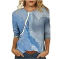 thumbnail image 1 of HKEJIAOI Hauts à Manches 3/4 pour Femmes Blouse Tunique Imprimé Floral L Blouse d'Été, 1 of 5