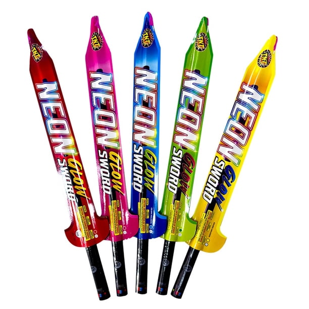 TNT Fireworks Neon Sword Hand Held Colored Sparkler, Outdoor Party