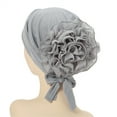 thumbnail image 2 of Single color chiffon large plate flower hat toe cap solid color all-match headscarf hat strap, 2 of 6