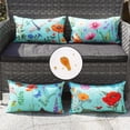 thumbnail image 5 of Outdoor Waterproof Spring Summer Pillow Covers 18x18 Inch Set of 4 Floral Farmhouse Throw Pillows Decorative Cushion Cases for Outdoor Couch Sofa Patio Furniture Home Decoration Black, 5 of 6