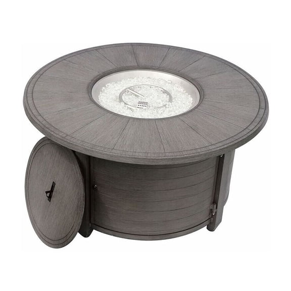 Patio Fire Pit Table - 42,000 BTU Cast Aluminum - Round Design - Fireglass & Hose Included