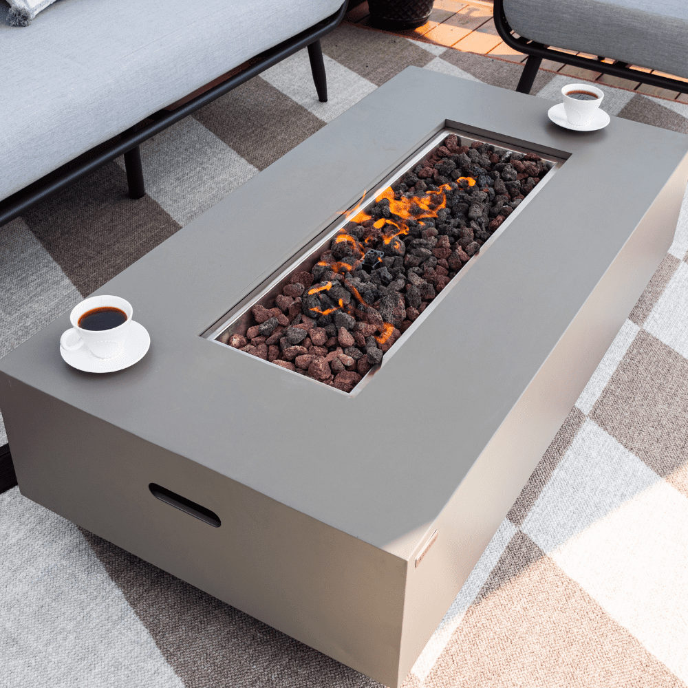 Westwood Propane Fire Pit Table 50” Outdoor Firepit 50,000 BTU Firepits for Outside with Lava Rocks and Removable Lid Metal Fire Pit Outdoor Fireplace Propane Fire Pits for Outside CSA Certified