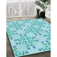 thumbnail image 2 of Ahgly Company Indoor Rectangle Patterned Tron Blue Area Rugs, 2' x 3', 2 of 6