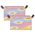 thumbnail image 2 of Foldable Storage Basket Waterproof Fabric Features Metal Frame + Hollow Board Support For Clothing and Toy Storage Mediumx1 Cute Adorable Smiling Daisies, 2 of 8
