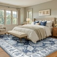 thumbnail image 6 of NewBuros Area Rugs 6'x9' Washable Non-Slip Boho Rugs, Soft Stain Resistant Low Pile Print Indoor Carpet for Living Room Bedroom Dining Room, Navy Blue, 6 of 10