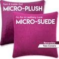 thumbnail image 3 of 20" x 20" Cover Only Throw Pillowcase Reversible - Sliding Raspberry: 2 PCS / 4 Sided. Luxurious, Microsuede/Microplush Fabric - Softest / High Thread Count - Washable, Outstanding Beauty & Comfy, 3 of 9