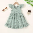 thumbnail image 2 of Happy Town Toddler Baby Girl Boho Dress Linen Ruffle Sleeveless Casual Dress, 2 of 7