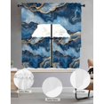 thumbnail image 2 of Blue Marble Swag Curtains for Living Room/Bedroom Windows, Contemporary Abstract Golden Foil Texture Kitchen Curtains and Valances Set 36 Inch Length, Light Filtering Swags Valance Curtain Panels, 2 of 5
