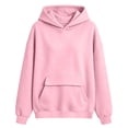 thumbnail image 4 of HomeDM Women's Sweatshirt with Pocket Solid Color Long Sleeve Hooded Casual Pullover Top for Fall Winter, 4 of 5