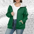 thumbnail image 4 of purcolt Women's Plus Size Sherpa-Lined Fleece Hoodie Casual Full Zip Up Hooded Sweatshirt Jacket Coat with Pockets Green XL, 4 of 9