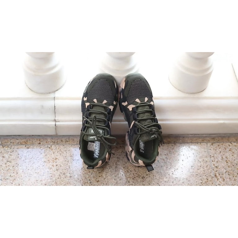 Lightweight Camo Pattern Running Sneakers Breathable Lace up Outdoor Shoes for Summer Women